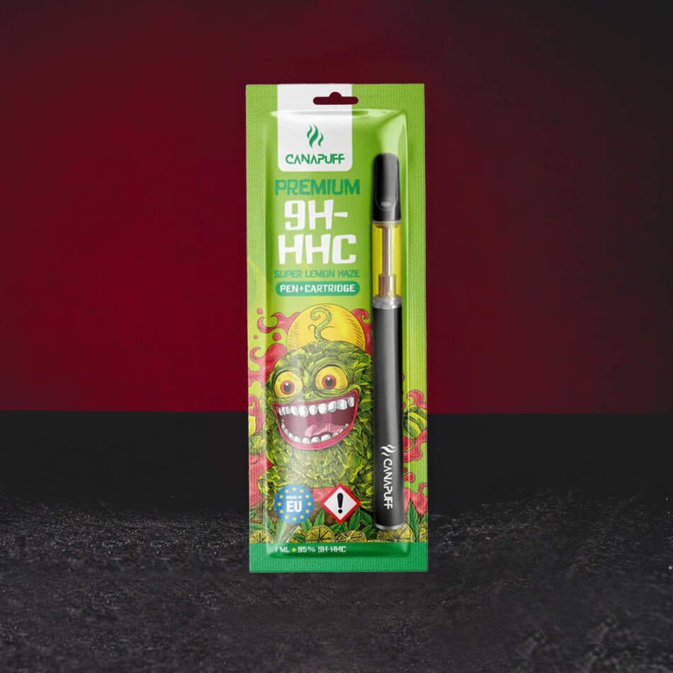 9H-HHC Vape set Super Lemon Haze 95% 1ml – prémium cartridge pen szett citrusos citrom, trópusi gyümölcs és benzines aromával elegáns készülékben