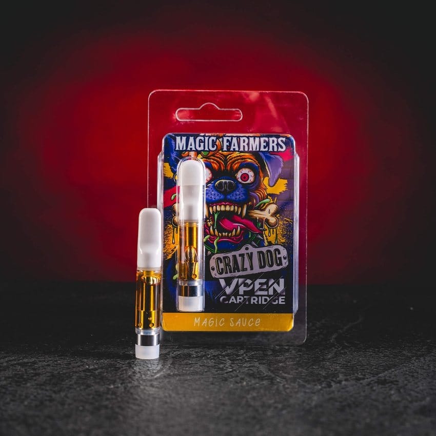 Prémium 1 ml-es Crazy Dog vape cartridge intenzív aromával és karakteres profillal a sima és kényelmes használati élményért. magic farmers crazy dog cartridge kratomworld eladás