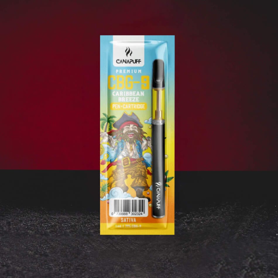 Vape Set CBG9 79% 1ml Caribbean Breeze – trópusi vape set ananász, eper, guava, kókuszkrém és hibiszkuszos tónusok aromájával