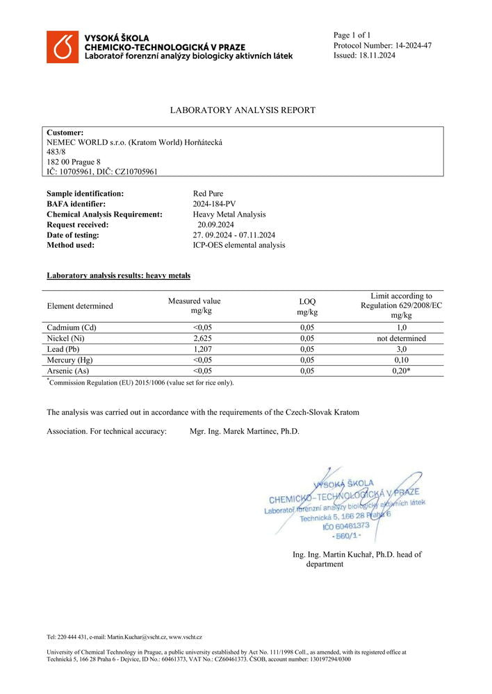 kratom világ laboratóriumi tesztek nehézfémek kratom tesztek kratom eladás magyarországi kratom tesztelt laboratórium által tesztelt kratom red pure